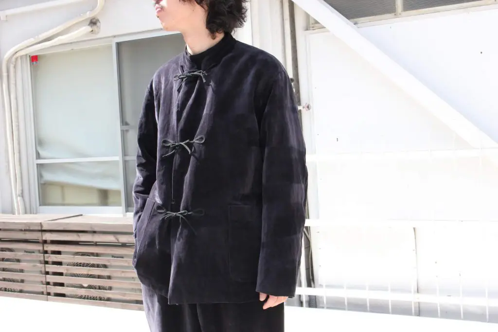 19AW comoli 別珍スタンドカラージャケット ネイビー-