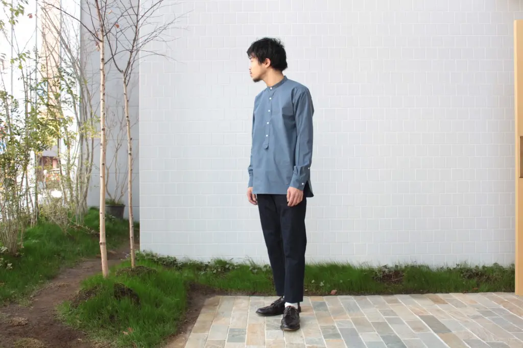 SCYE YARN DYED BANDCOLLAR SHIRT KAWAKAMI