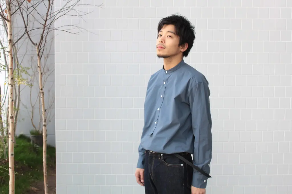 SCYE YARN DYED BANDCOLLAR SHIRT KAWAKAMI